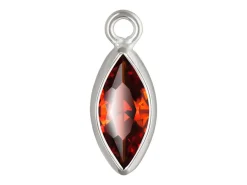 Sterling Silver Cubic Zirconia Marquise Bezel Drop Connector Garnet, 3mm X 6.0mm