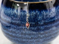 Sterling Silver Cubic Zirconia Marquise Bezel Drop Connector Garnet, 3mm X 6.0mm