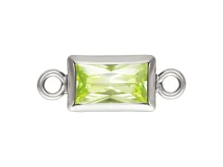 Sterling Silver Cubic Zirconia Rectangle Bezel Connector Lime, 3mm X 5mm