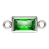 Sterling Silver Cubic Zirconia Rectangle Bezel Connector Green, 3mm X 5mm