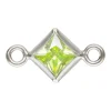 Sterling Silver Cubic Zirconia Square Bezel Connector Lime, 3mm
