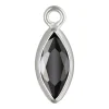 Sterling Silver Cubic Zirconia Marquise Bezel Drop Connector Black, 3mm X 6.0mm
