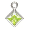 Sterling Silver Cubic Zirconia Square Bezel Drop Connector Lime, 3mm