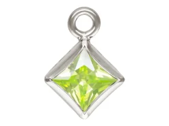 Sterling Silver Cubic Zirconia Square Bezel Drop Connector Lime, 3mm