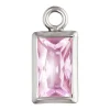 Sterling Silver Cubic Zirconia Rectangle Bezel Drop Connector Pink, 3mm X 5mm