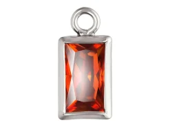 Sterling Silver Cubic Zirconia Rectangle Bezel Drop Connector Ruby, 3mm X 5mm
