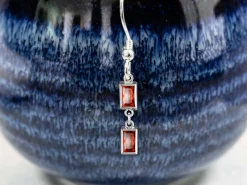 Sterling Silver Cubic Zirconia Rectangle Bezel Drop Connector Ruby, 3mm X 5mm