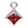 Sterling Silver Cubic Zirconia Square Bezel Drop Connector Garnet, 3mm