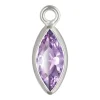 Sterling Silver Cubic Zirconia Marquise Bezel Drop Connector Light Amethyst, 3mm X 6.0mm