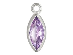 Sterling Silver Cubic Zirconia Marquise Bezel Drop Connector Light Amethyst, 3mm X 6.0mm