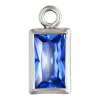 Sterling Silver Cubic Zirconia Rectangle Bezel Drop Connector Sapphire, 3mm X 5mm