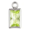 Sterling Silver Cubic Zirconia Rectangle Bezel Drop Connector Lime, 3mm X 5mm