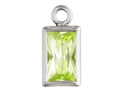 Sterling Silver Cubic Zirconia Rectangle Bezel Drop Connector Lime, 3mm X 5mm