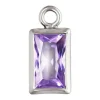 Sterling Silver Cubic Zirconia Rectangle Bezel Drop Connector Light Amethyst, 3mm X 5mm