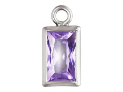 Sterling Silver Cubic Zirconia Rectangle Bezel Drop Connector Light Amethyst, 3mm X 5mm