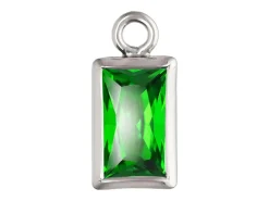 Sterling Silver Cubic Zirconia Rectangle Bezel Drop Connector Green, 3mm X 5mm