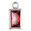 Sterling Silver Cubic Zirconia Rectangle Bezel Drop Connector Garnet, 3mm X 5.0mm