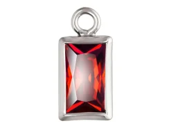 Sterling Silver Cubic Zirconia Rectangle Bezel Drop Connector Garnet, 3mm X 5.0mm