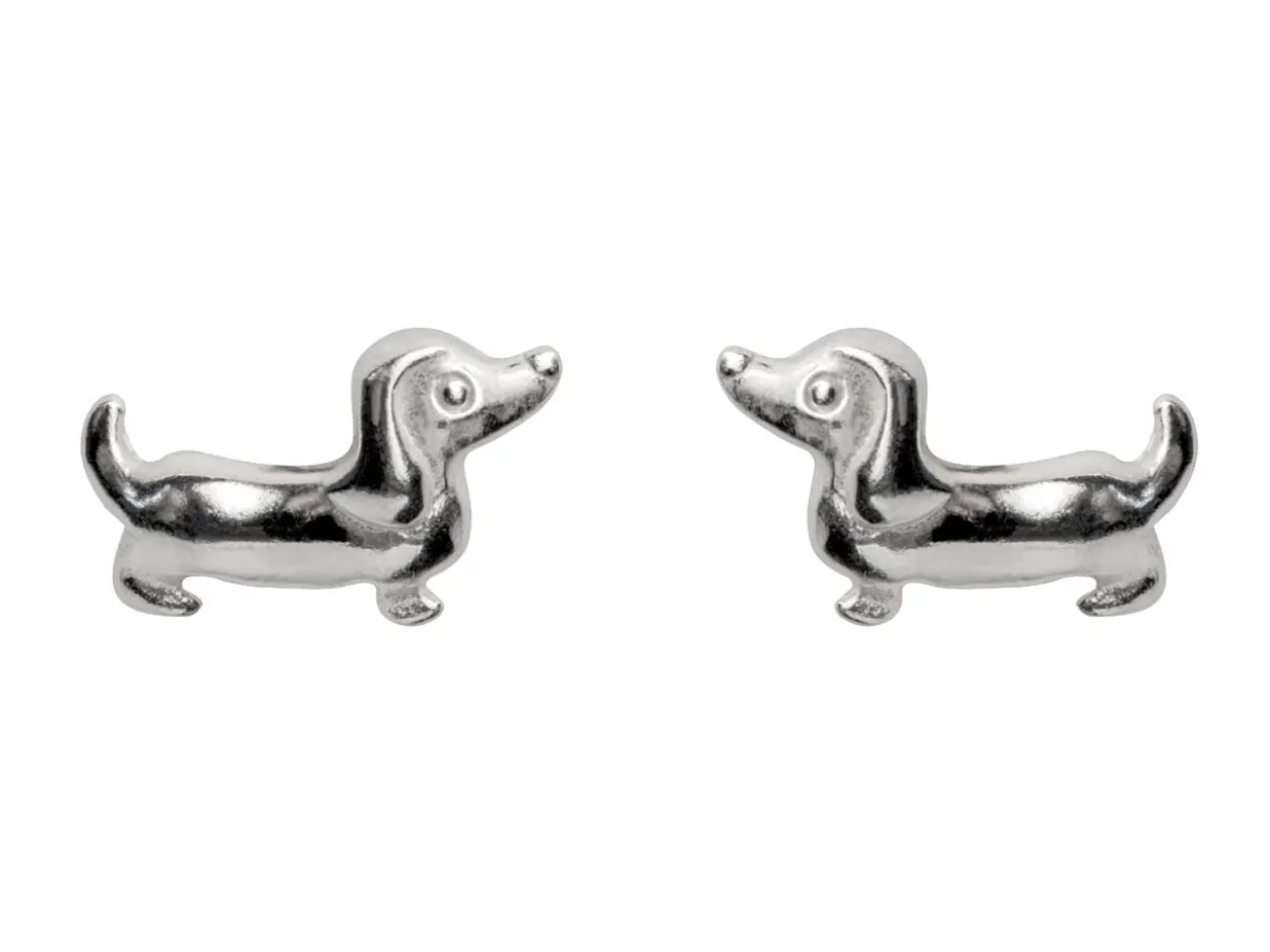Sterling Silver Dachshund Design Earrings