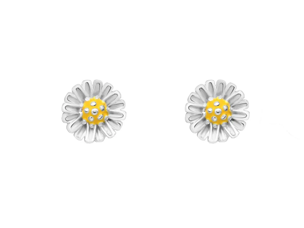 Sterling Silver Daisy Design Stud Earrings