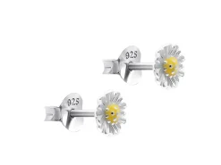 Sterling Silver Daisy Design Stud Earrings