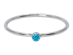 Sterling Silver December Birthstone Stacking Ring 2mm Swiss Blue Cubic Zirconia