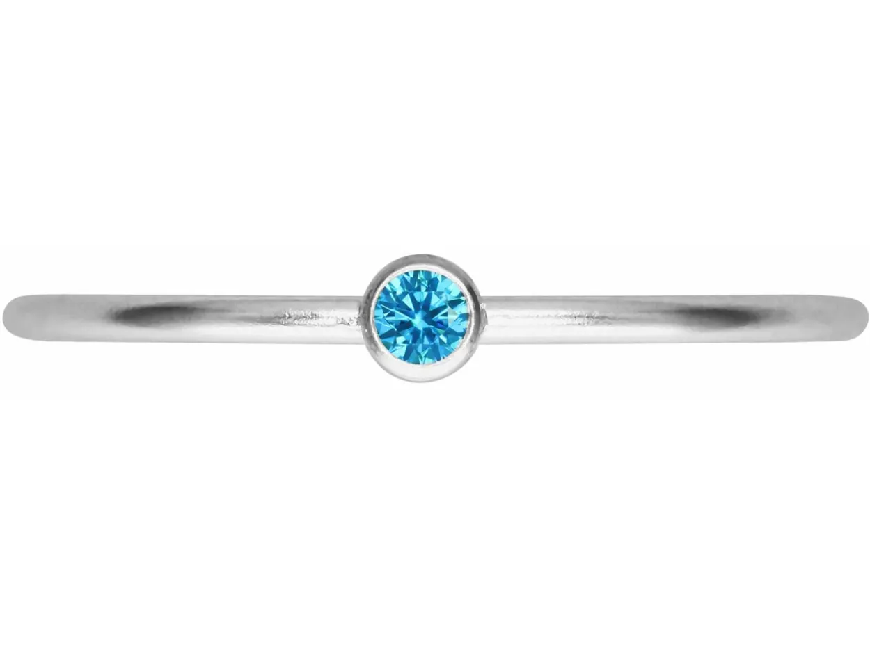 Sterling Silver December Birthstone Stacking Ring 2mm Swiss Blue Cubic Zirconia