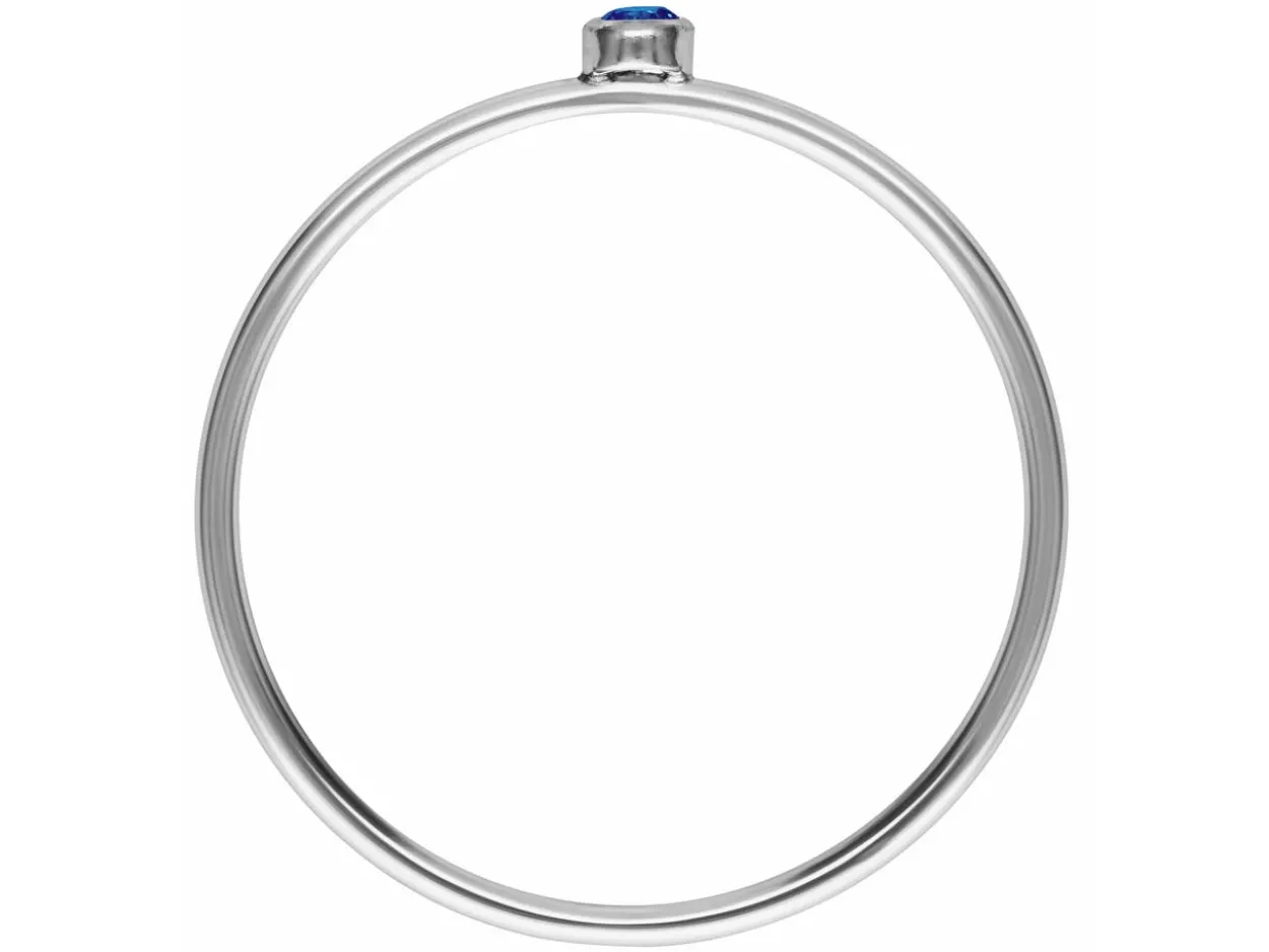Sterling Silver December Birthstone Stacking Ring 2mm Swiss Blue Cubic Zirconia