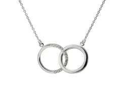 Sterling Silver Double Circle Design Necklet Set With Cubic Zirconia