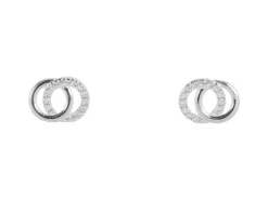 Sterling Silver Double Circle Stud Earrings With Cubic Zirconia