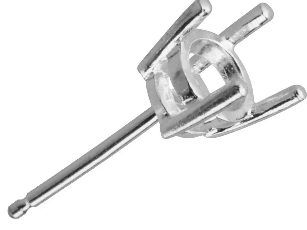 Sterling Silver Double Gallery Ear Stud 15pt, 4 Claw