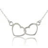 Sterling Silver Double Heart Necklet With 16"/40cm Chain