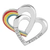 Sterling Silver Double Heart Rainbow Pendant