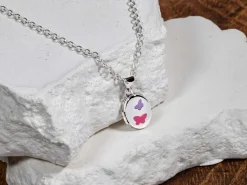 Sterling Silver Double Heart Rainbow Pendant
