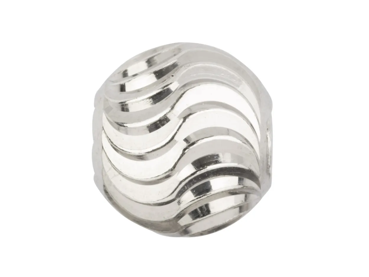 Sterling Silver Double Moon Cut Round 4mm Bead