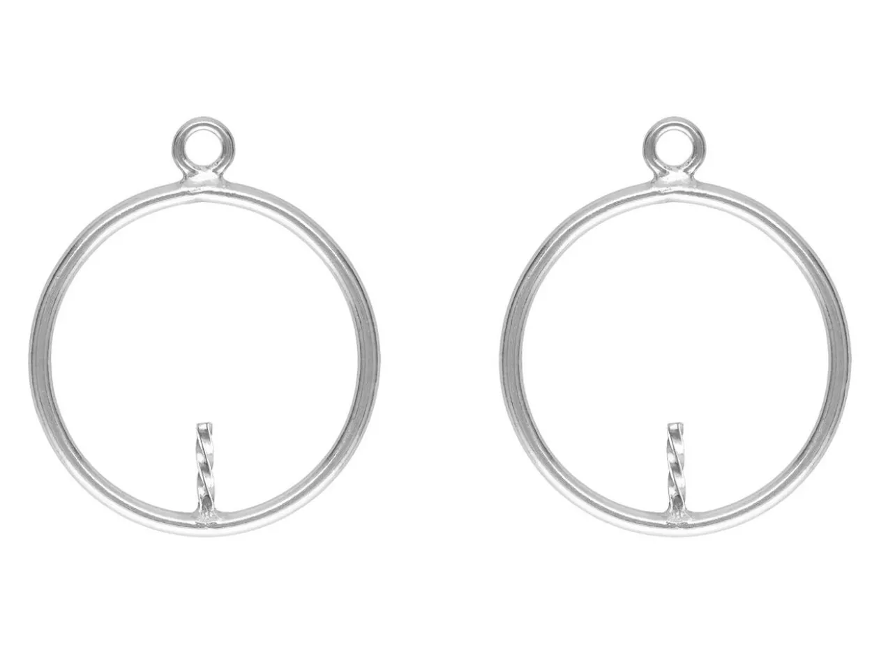 Sterling Silver Drop Round With Peg Inside 15mm