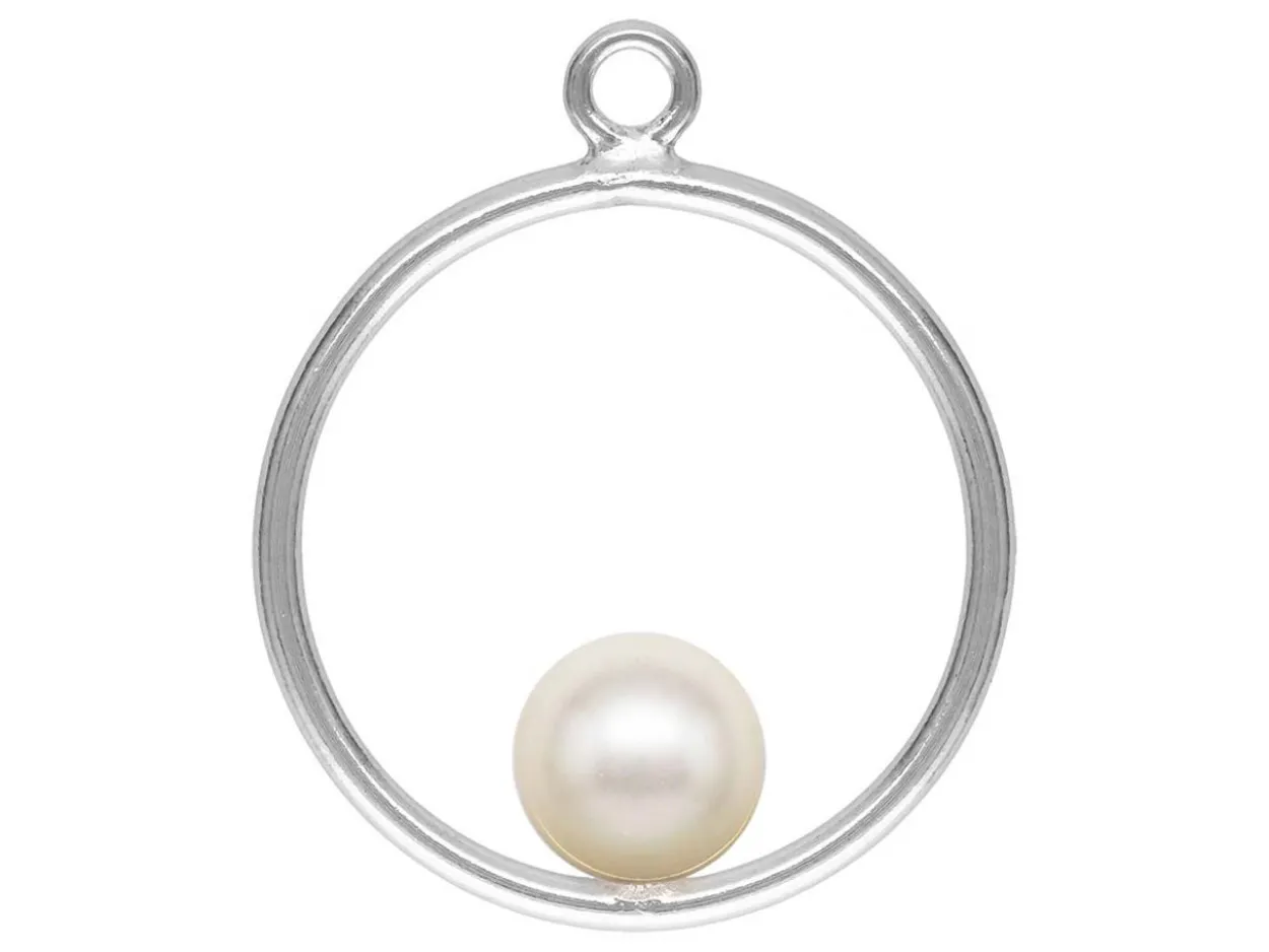 Sterling Silver Drop Round With Peg Inside 15mm