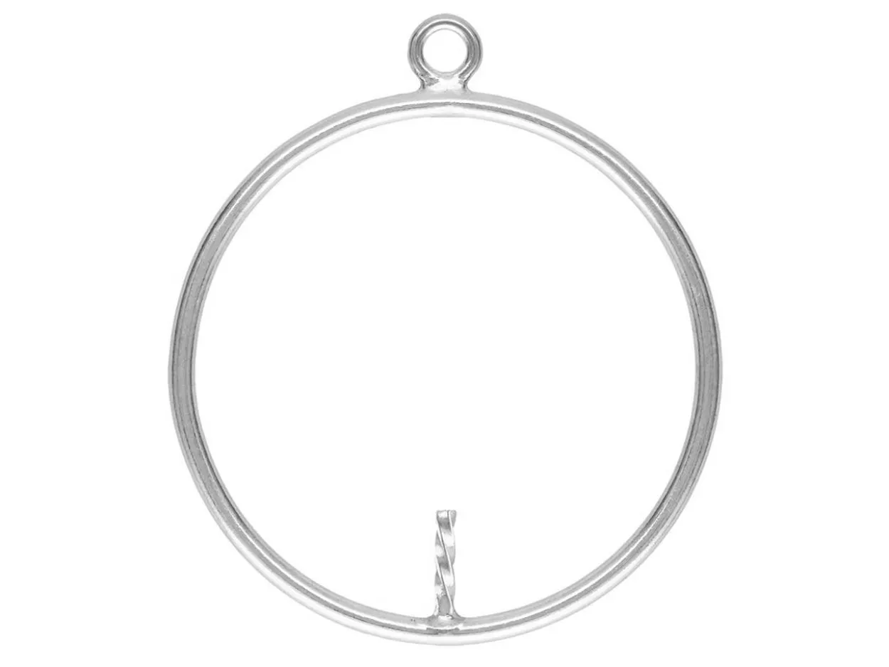 Sterling Silver Drop Round With Peg Inside 20mm