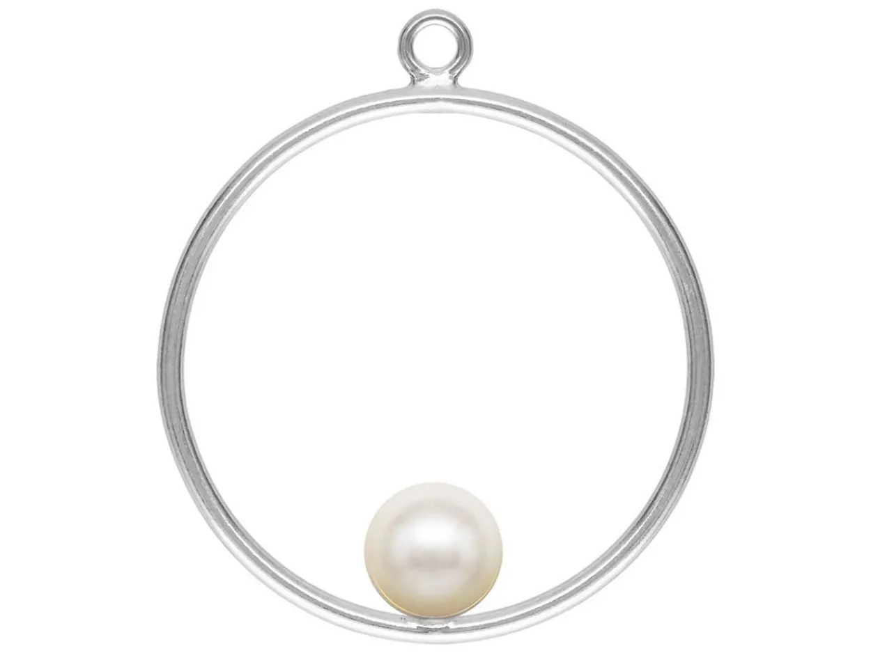 Sterling Silver Drop Round With Peg Inside 20mm