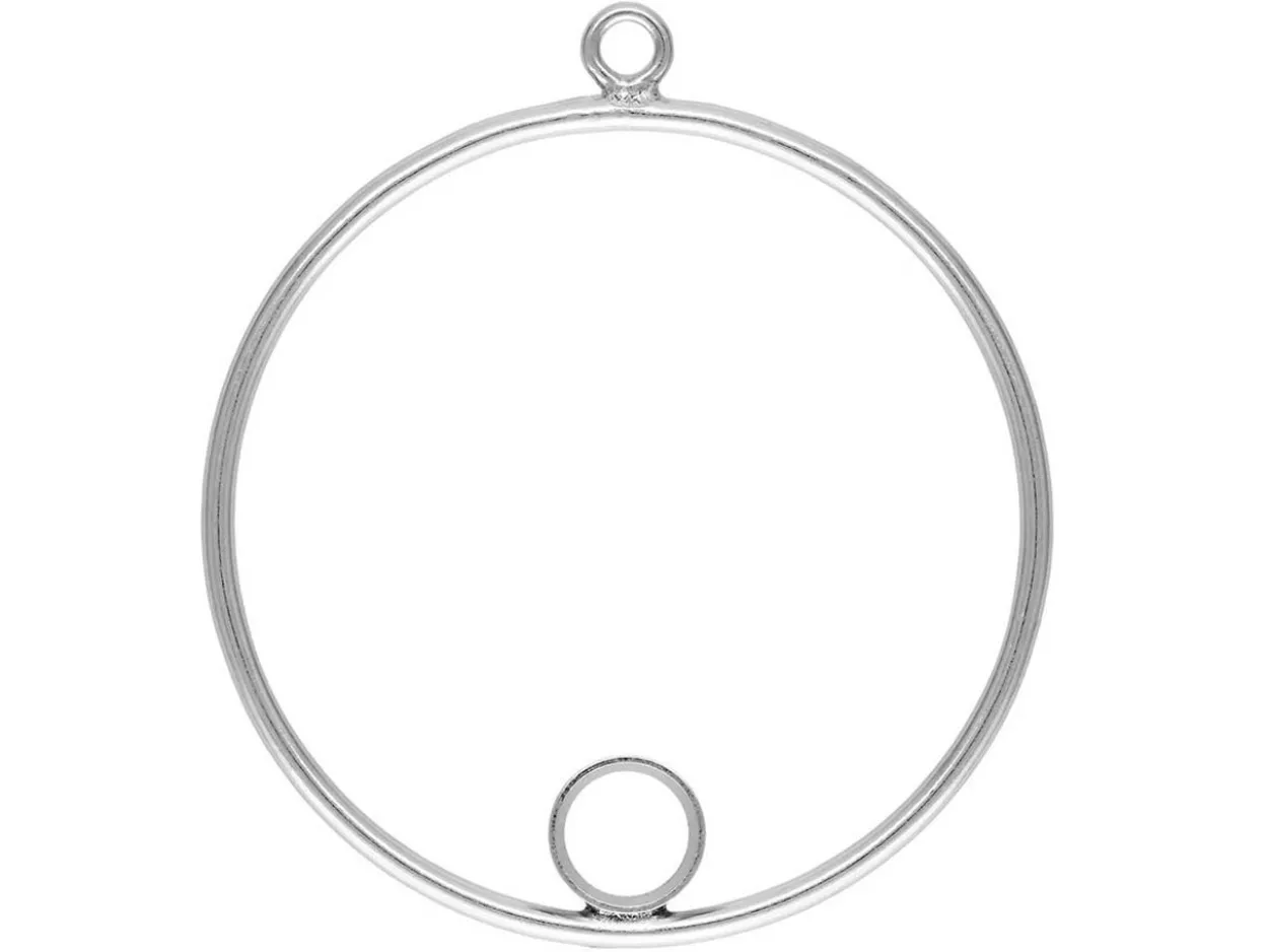 Sterling Silver Drop Round With 4mm Bezel Inside 25mm