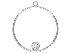 Sterling Silver Drop Round With 4mm Bezel Inside 25mm
