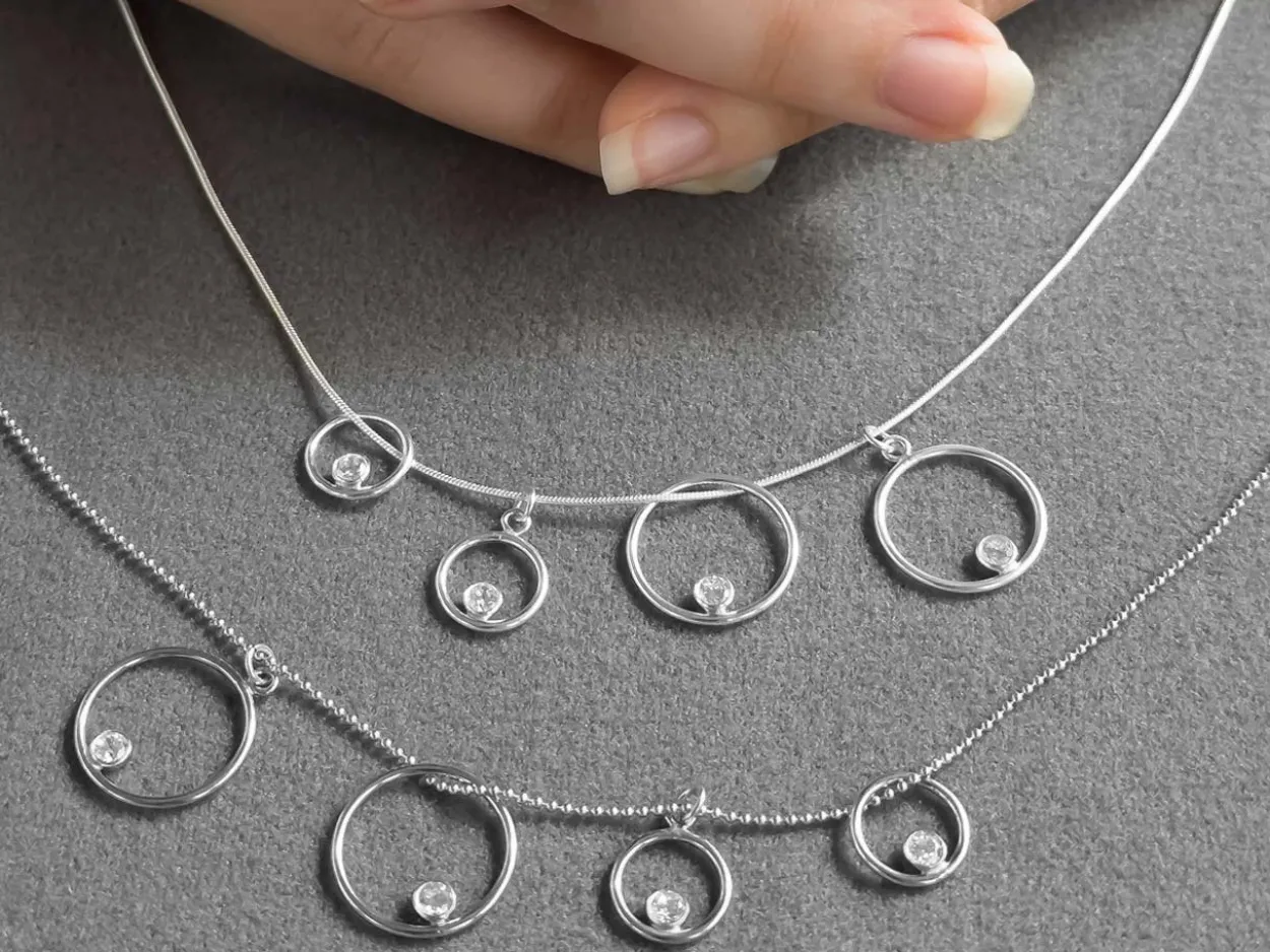 Sterling Silver Drop Round With 4mm Bezel Inside 25mm