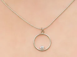 Sterling Silver Drop Round With 4mm Bezel Inside 25mm