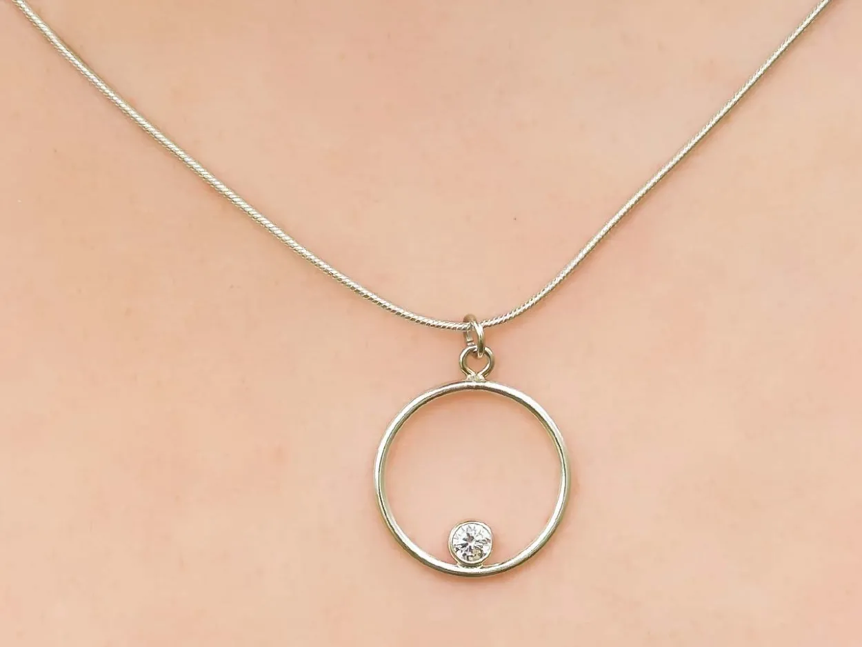 Sterling Silver Drop Round With 4mm Bezel Inside 25mm