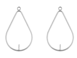 Sterling Silver Drop Teardrop With Peg Inside 29mm X 20mm
