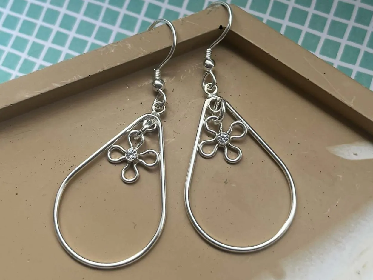 Sterling Silver Drop Teardrop With Closed Jump Ring Inside 29mm X 20mm