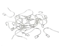 Sterling Silver Earring Hook Wire, Pack of 20, With Bead And Loop