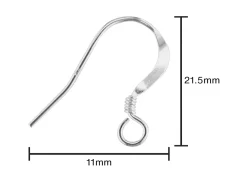 Sterling Silver Earring Hook Wire, Pack of 20, No Bead