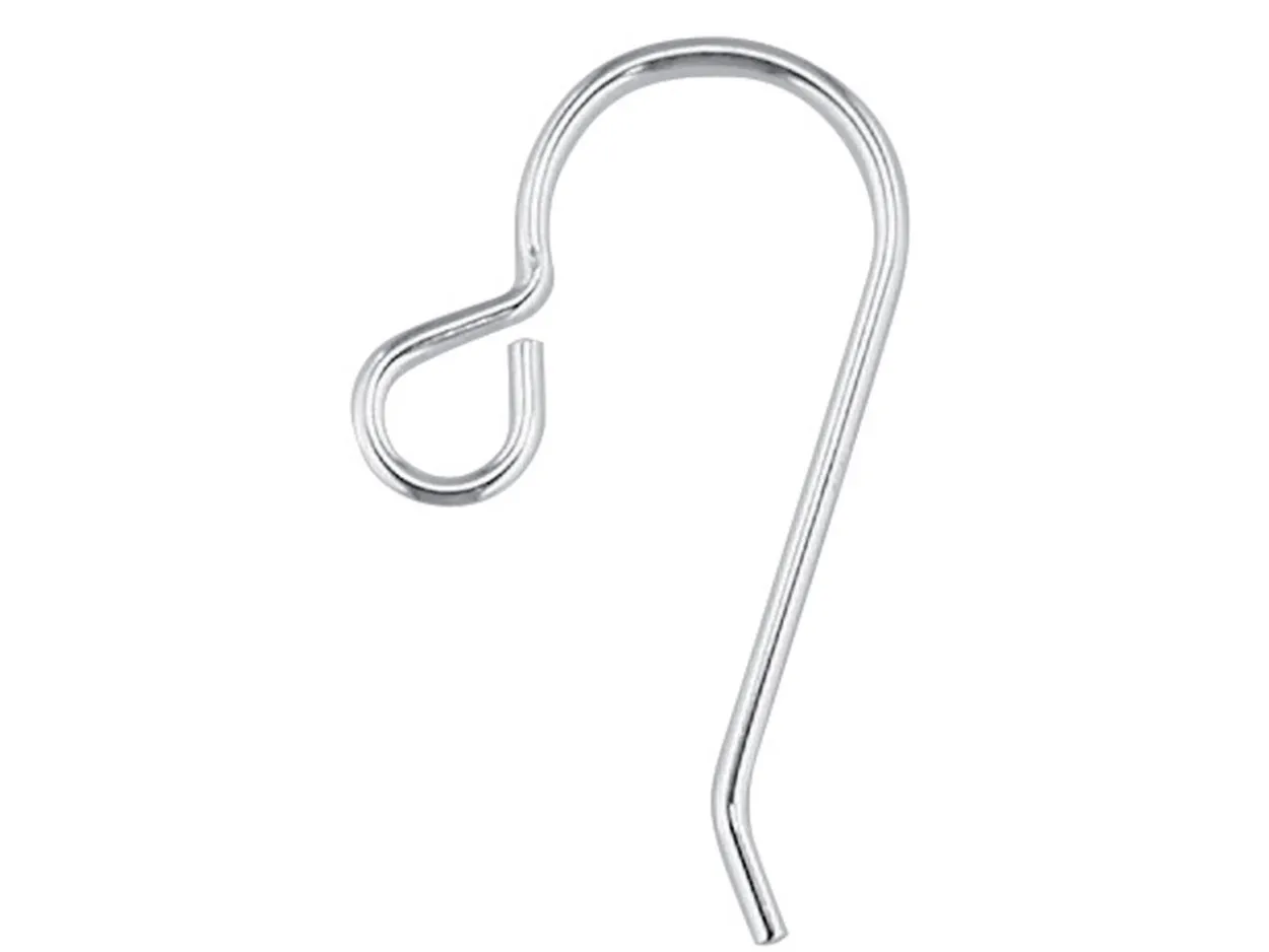 Sterling Silver Earring Hook Wire Plain, Pack of 20, With Inward Turn Loop