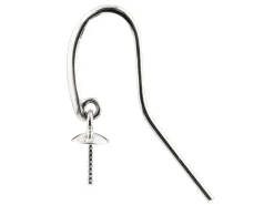 Sterling Silver Earring Hook Wire With 4mm Cup Pack of 2